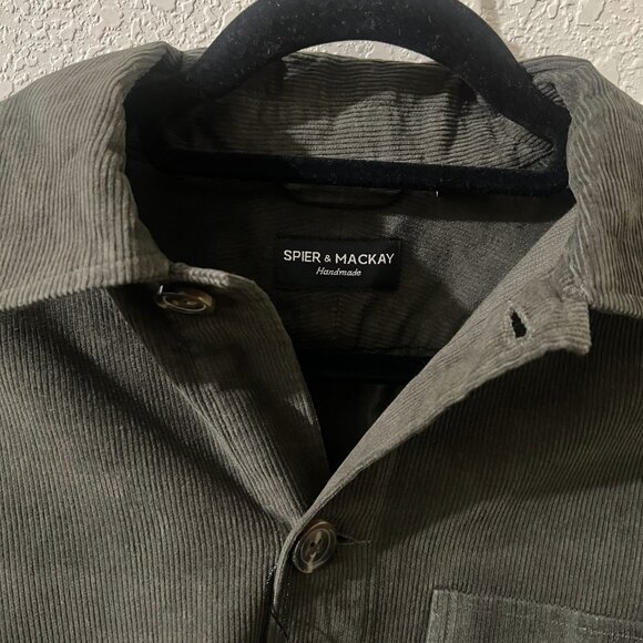 Men's Olive Green corduroy Shirt Jacket - Picture 3 of 4